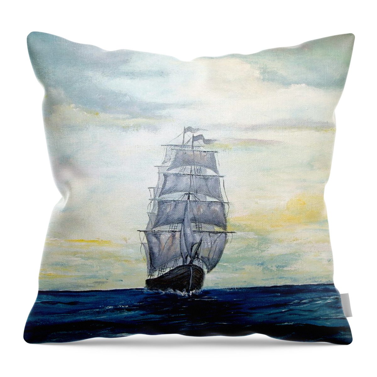 Lee Piper Throw Pillow featuring the painting Morning Light On The Atlantic by Lee Piper