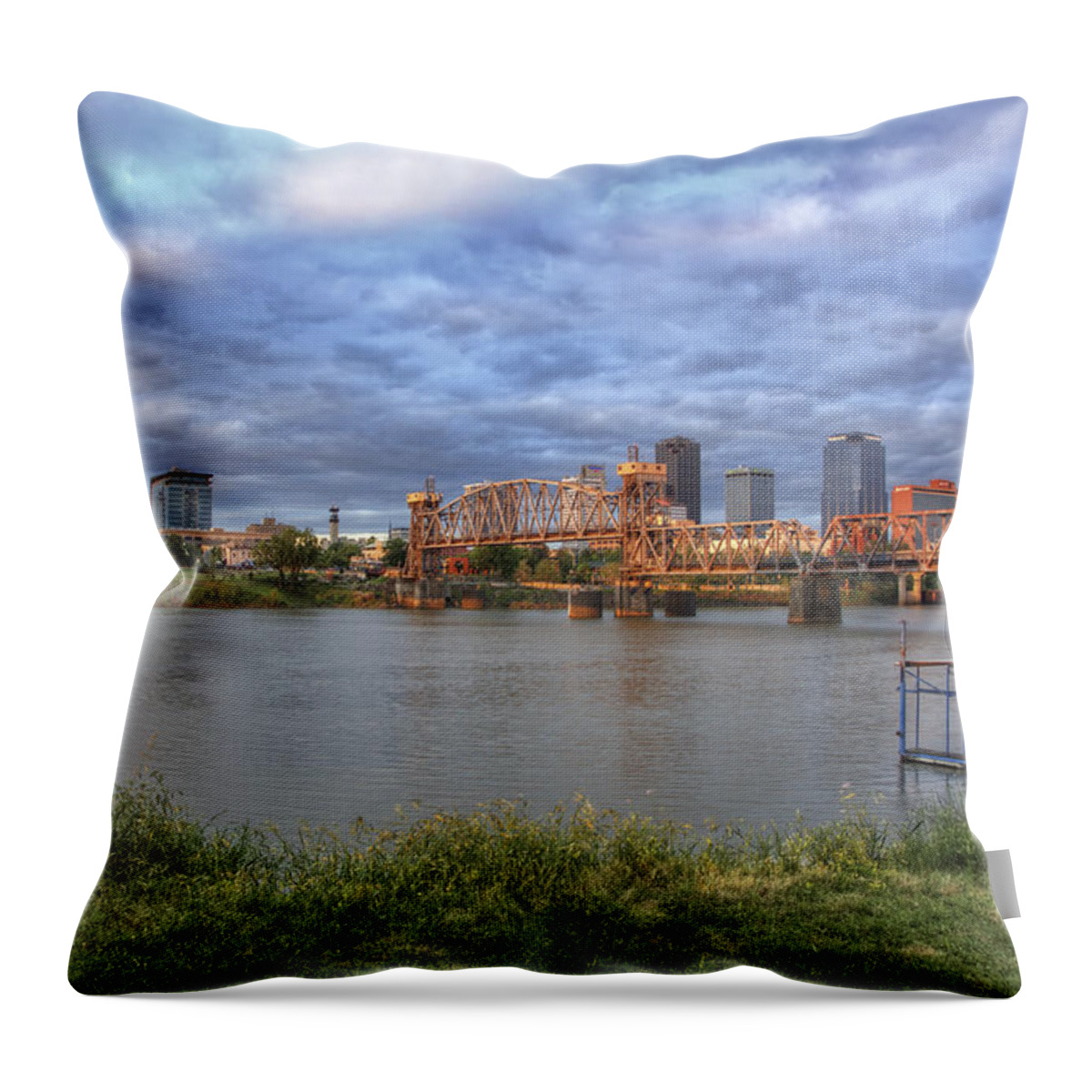 Little Rock Throw Pillow featuring the photograph Morning Light upon Downtown Little Rock - Arkansas - Skyline by Jason Politte