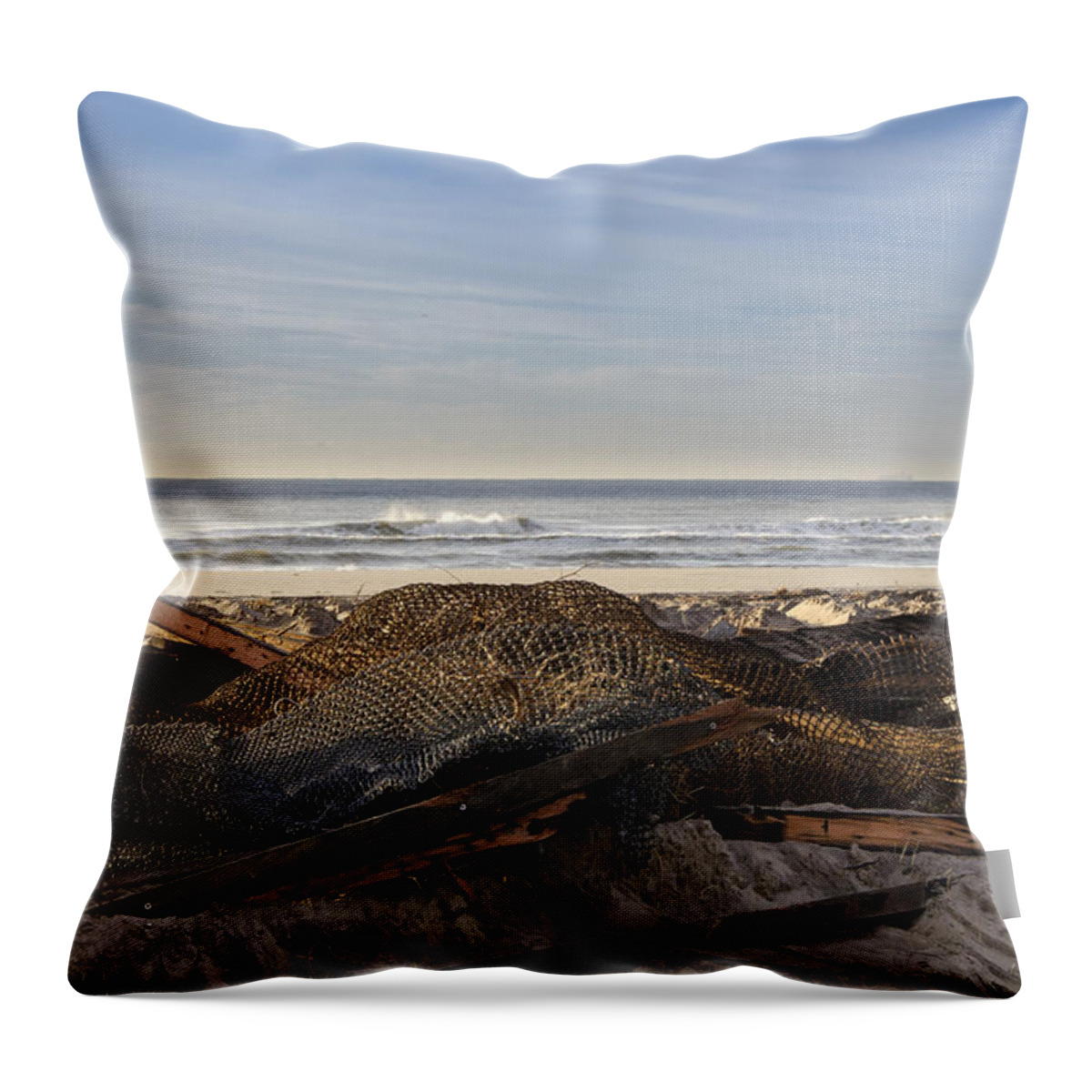 Rockaway Throw Pillow featuring the photograph Morning Ocean Scene Rockaway Beach by Maureen E Ritter