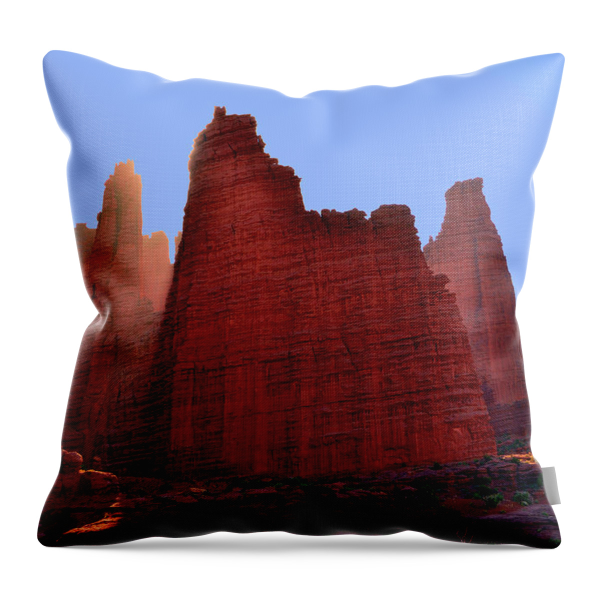 Morning Throw Pillow featuring the photograph Morning Rays at Cathedral Spires by Tranquil Light Photography