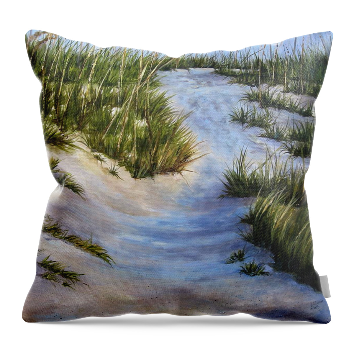 Beach Throw Pillow featuring the painting Morning Shadows by Mary McCullah