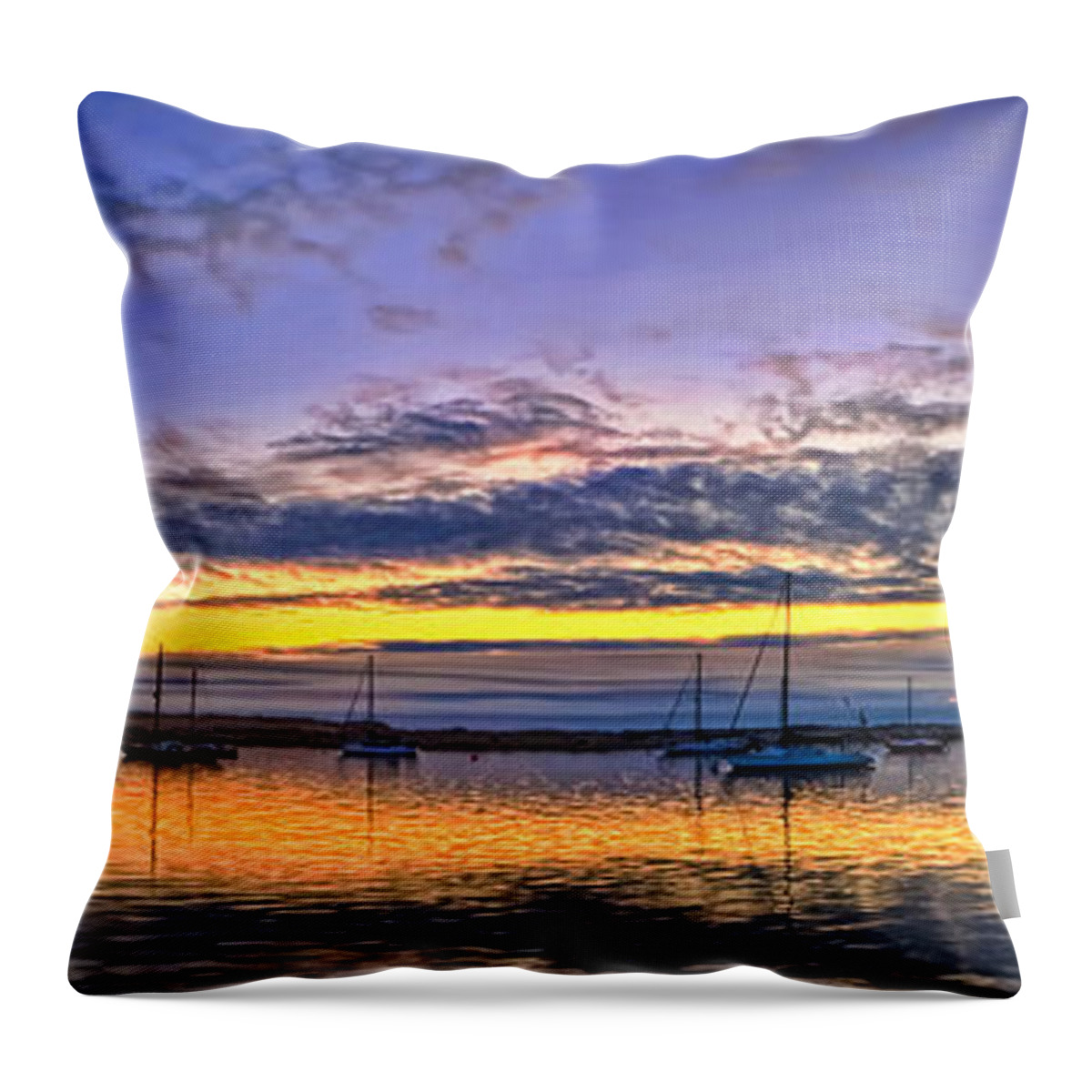 Panorama Throw Pillow featuring the photograph Morro Bay Panorama by Beth Sargent