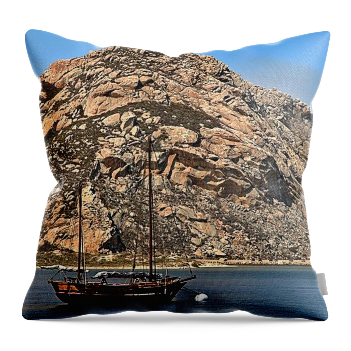 Morro Rock Throw Pillow featuring the photograph Morro Rock by Adam Jewell