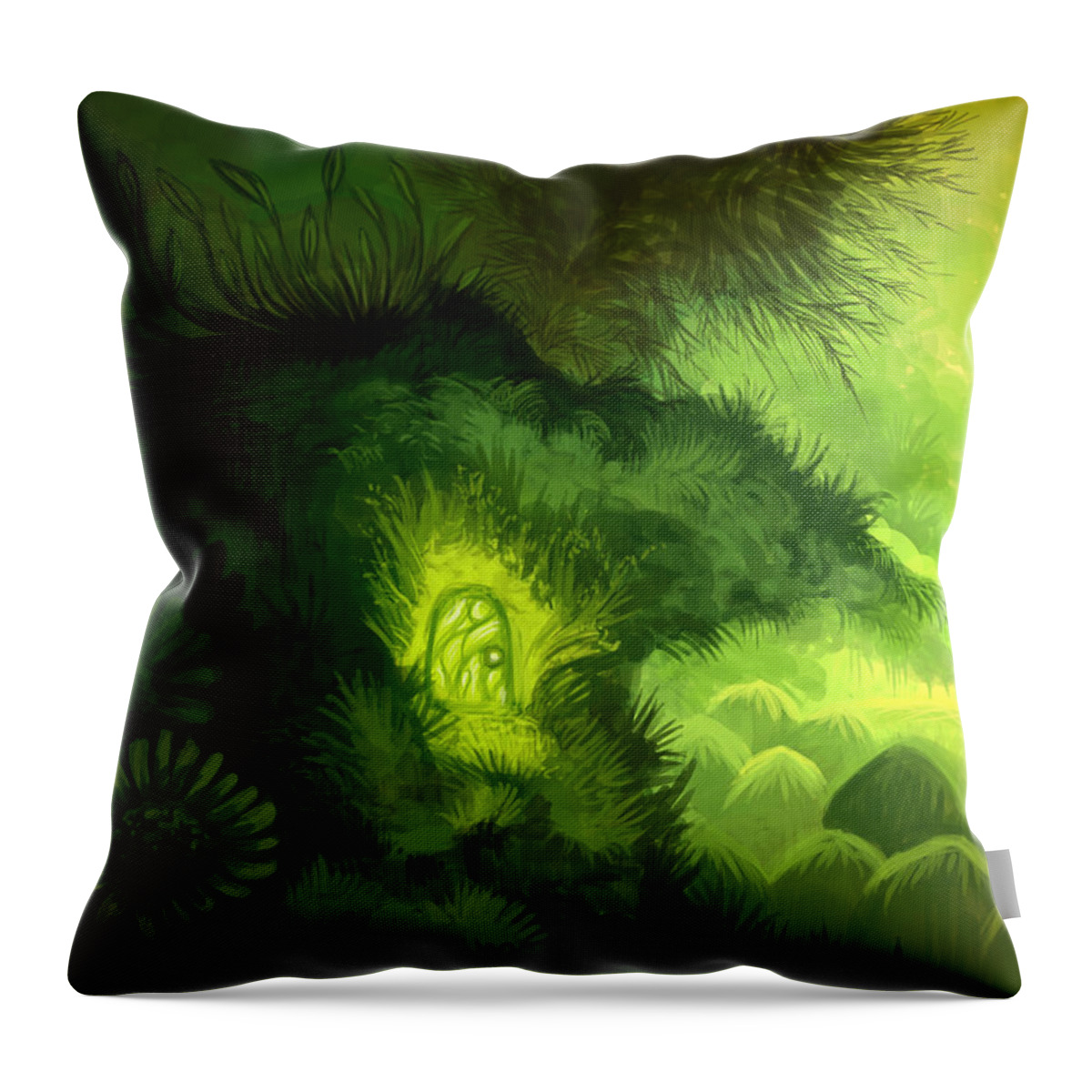 Grass Throw Pillow featuring the digital art Moss Illustration by Illustrations By Annemarie Rysz