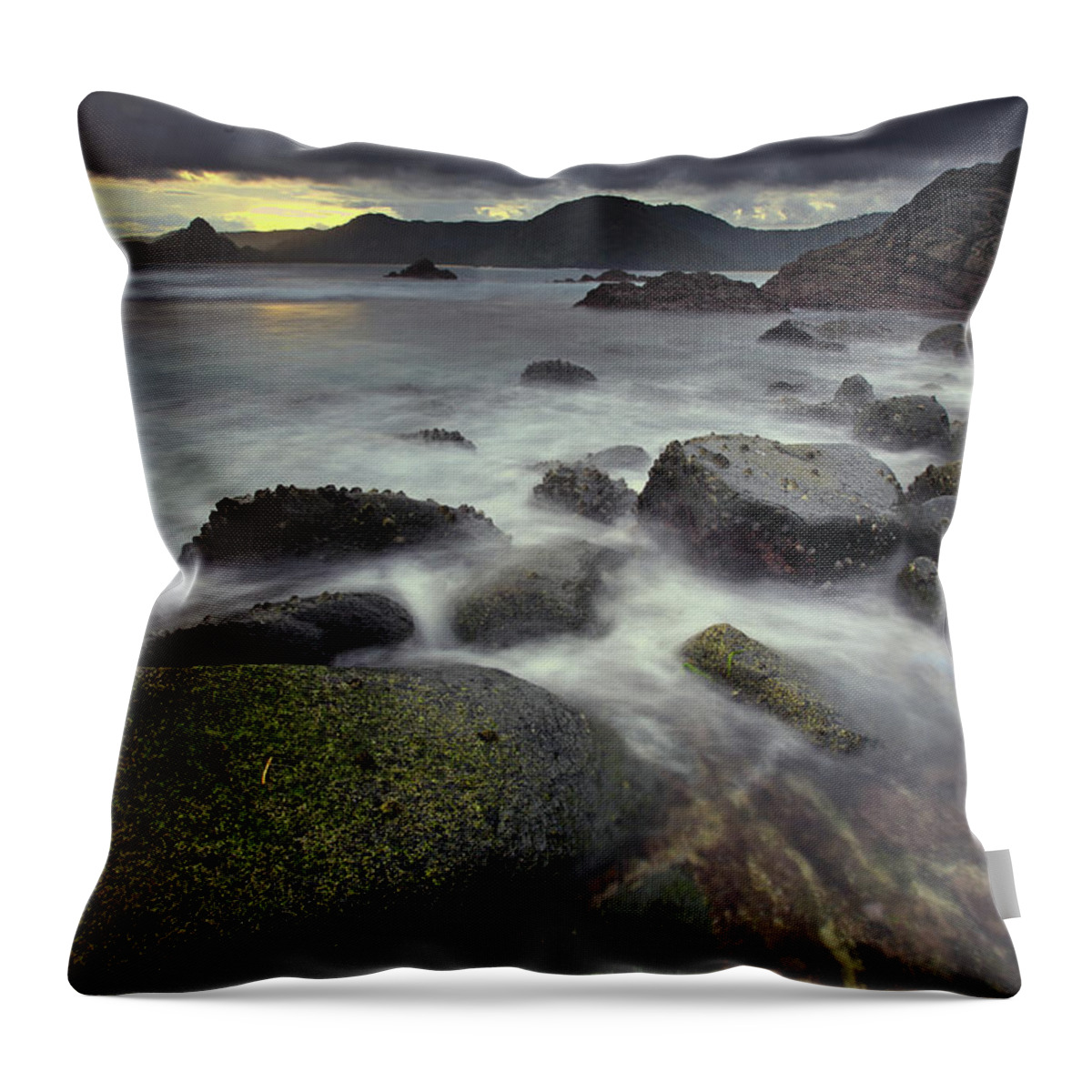 Rock Music Throw Pillow featuring the photograph Mossy Rocks In Lombok by Ali Trisno Pranoto