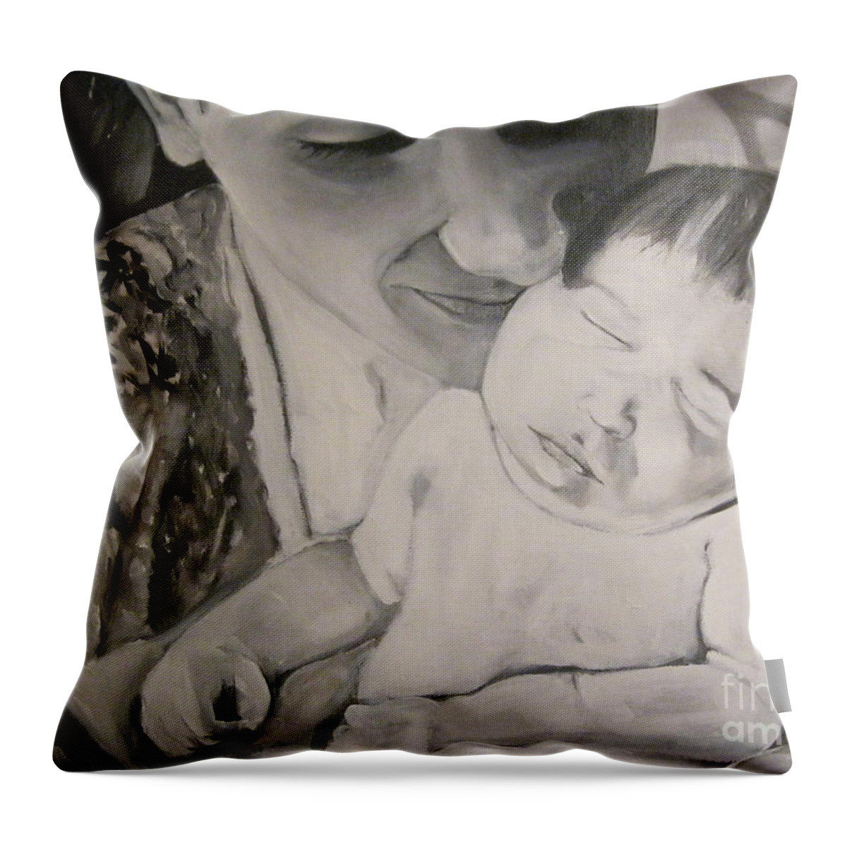 Woman Throw Pillow featuring the painting Mother and Child by Carrie Maurer