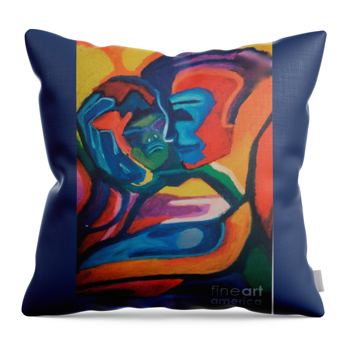 Mother And Child Throw Pillow featuring the pastel Mother and Child by Jon Kittleson