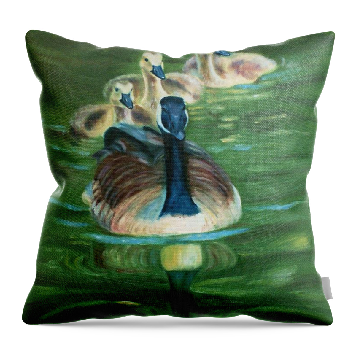 Nature Throw Pillow featuring the painting Mother Goose by Jill Ciccone Pike