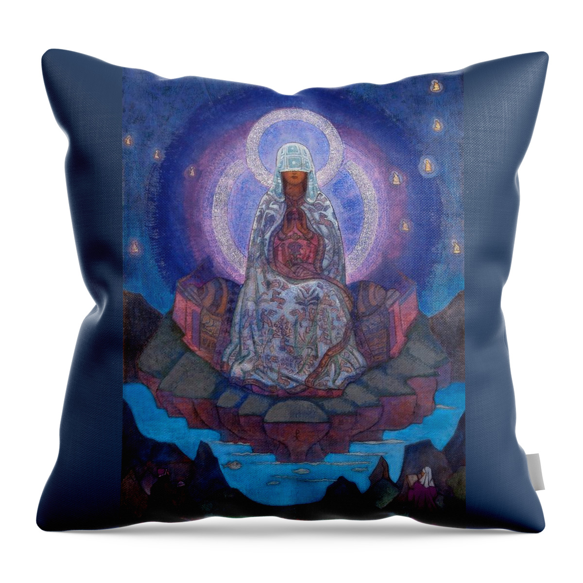 1930's Throw Pillow featuring the painting Mother of the World by Nicholas Roerich