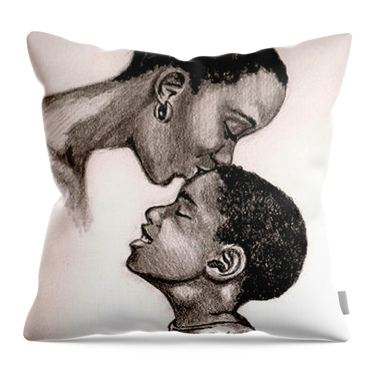 Hair Throw Pillow featuring the drawing Mothers Kiss by Terri Meredith