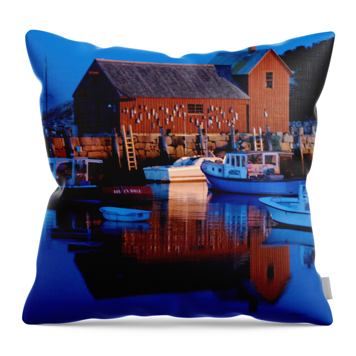 Motif #1 Throw Pillow featuring the photograph Motif Number One - Rockport Mass by Jacqueline M Lewis