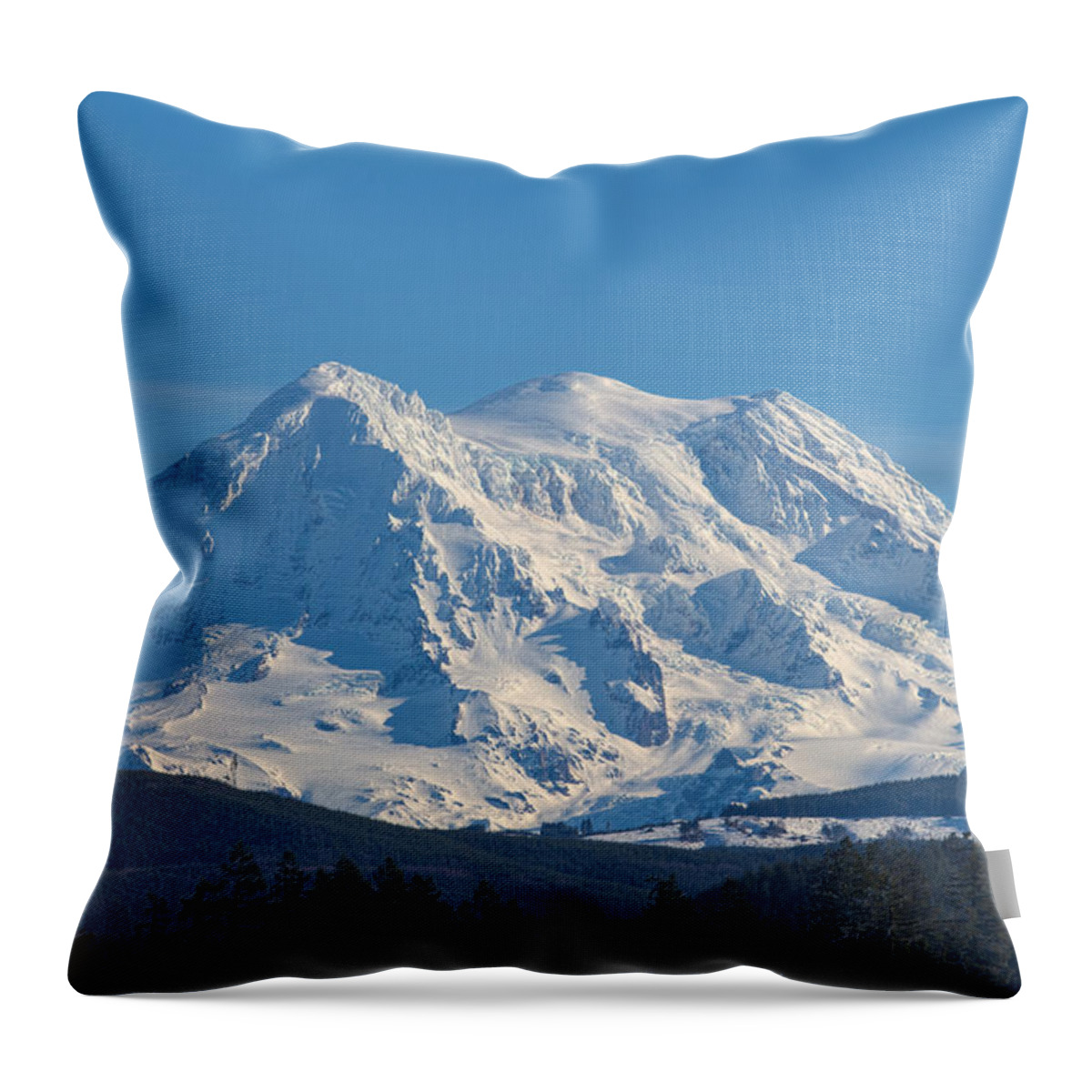 Mt. Rainier Throw Pillow featuring the photograph Mount Rainier by David Gleeson