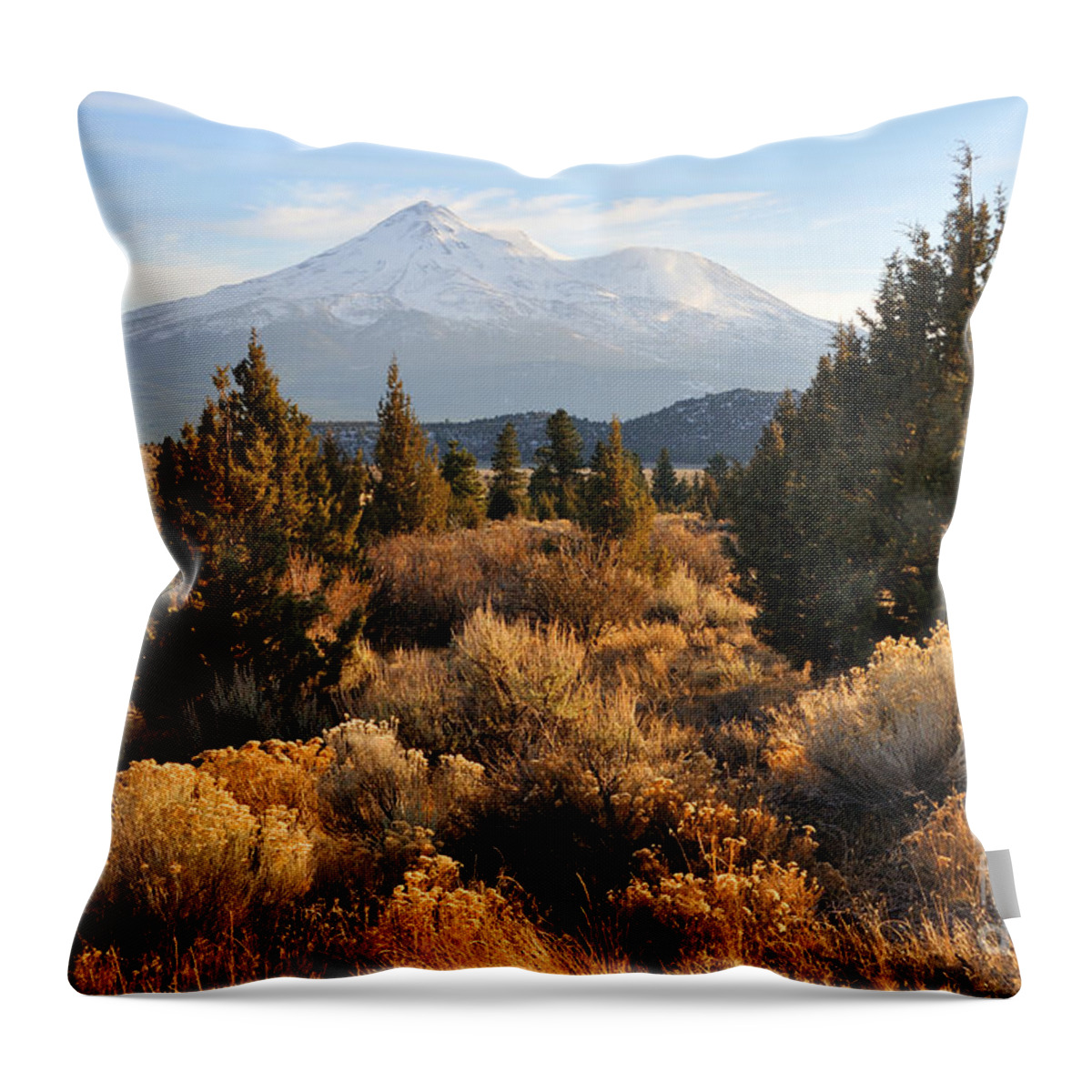 Mt Throw Pillow featuring the photograph Mount Shasta in the Fall by Gary Whitton