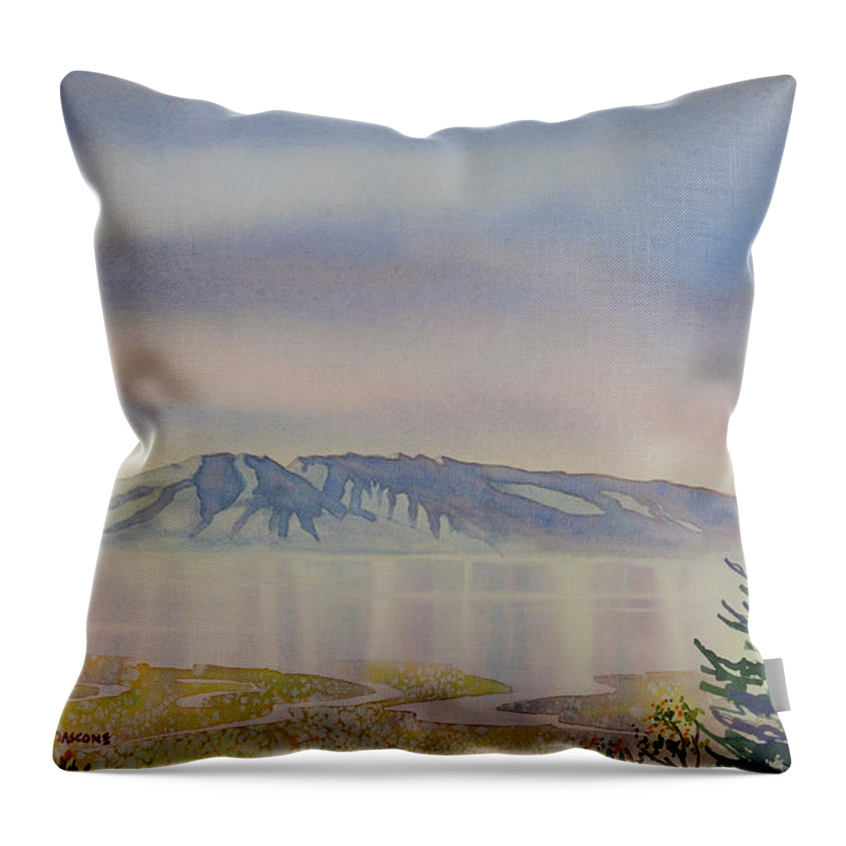 Mount Susitna Throw Pillow featuring the painting Mount Susitna by Teresa Ascone