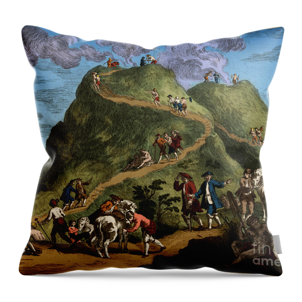 Science Throw Pillow featuring the photograph Mount Vesuvius 1750 by Science Source