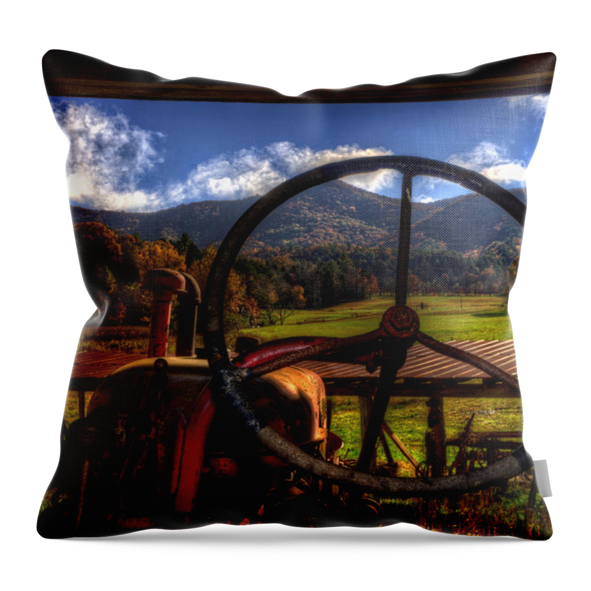 Western North Carolina Mountains Throw Pillow featuring the photograph Mountain Farm View by Greg and Chrystal Mimbs