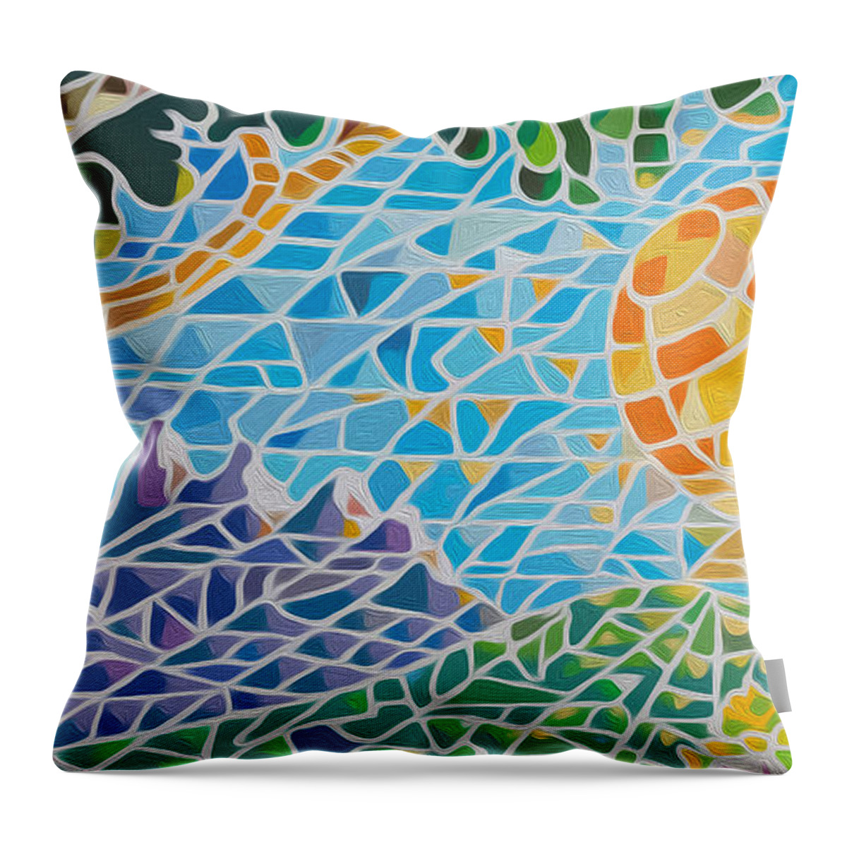 Acrylics Throw Pillow featuring the painting Mountain of God by Anthony Mwangi
