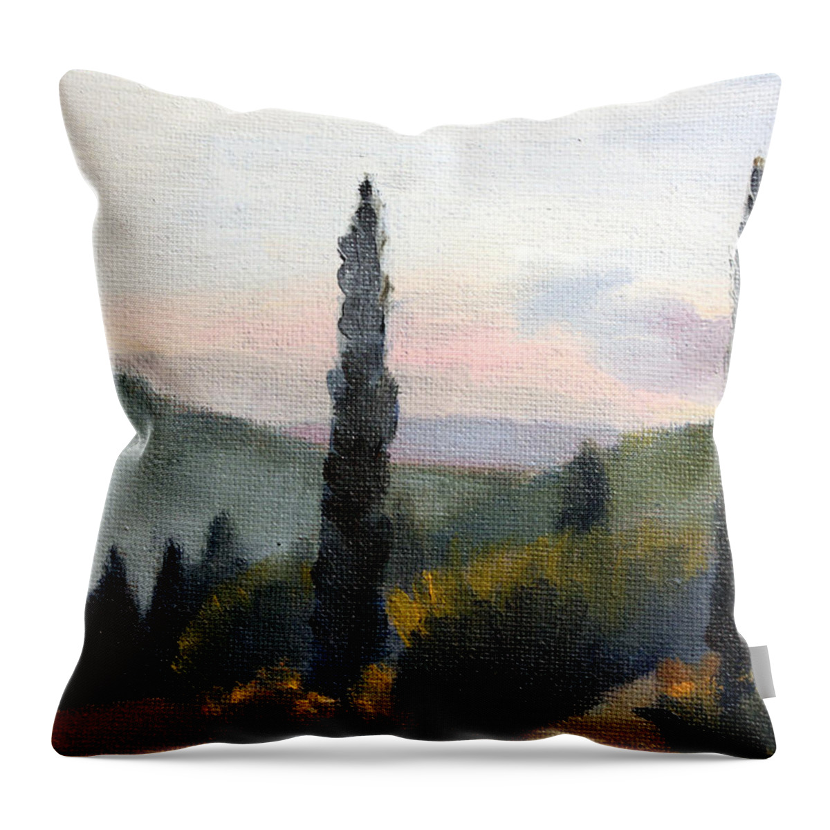 Landscape Throw Pillow featuring the painting Mountain View by Sarah Lynch