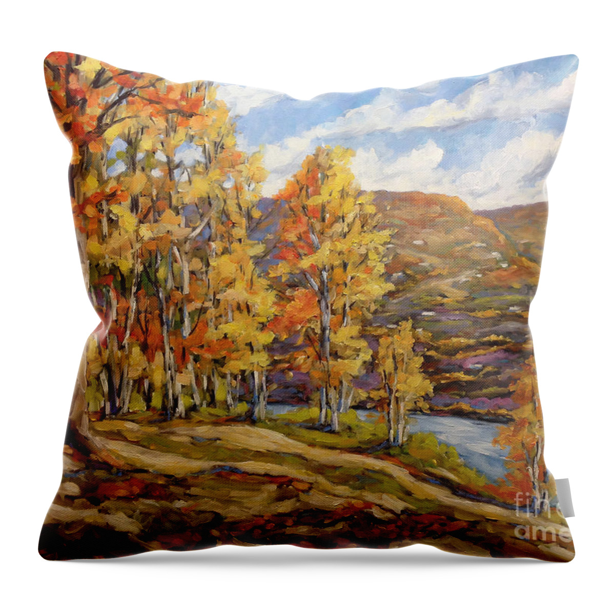 Quebec Throw Pillow featuring the painting Mountain Vista by Prankearts by Richard T Pranke