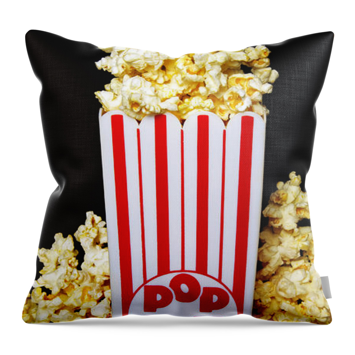 Popcorn Art Throw Pillow featuring the photograph Movie Night Pop Corn by Andee Design