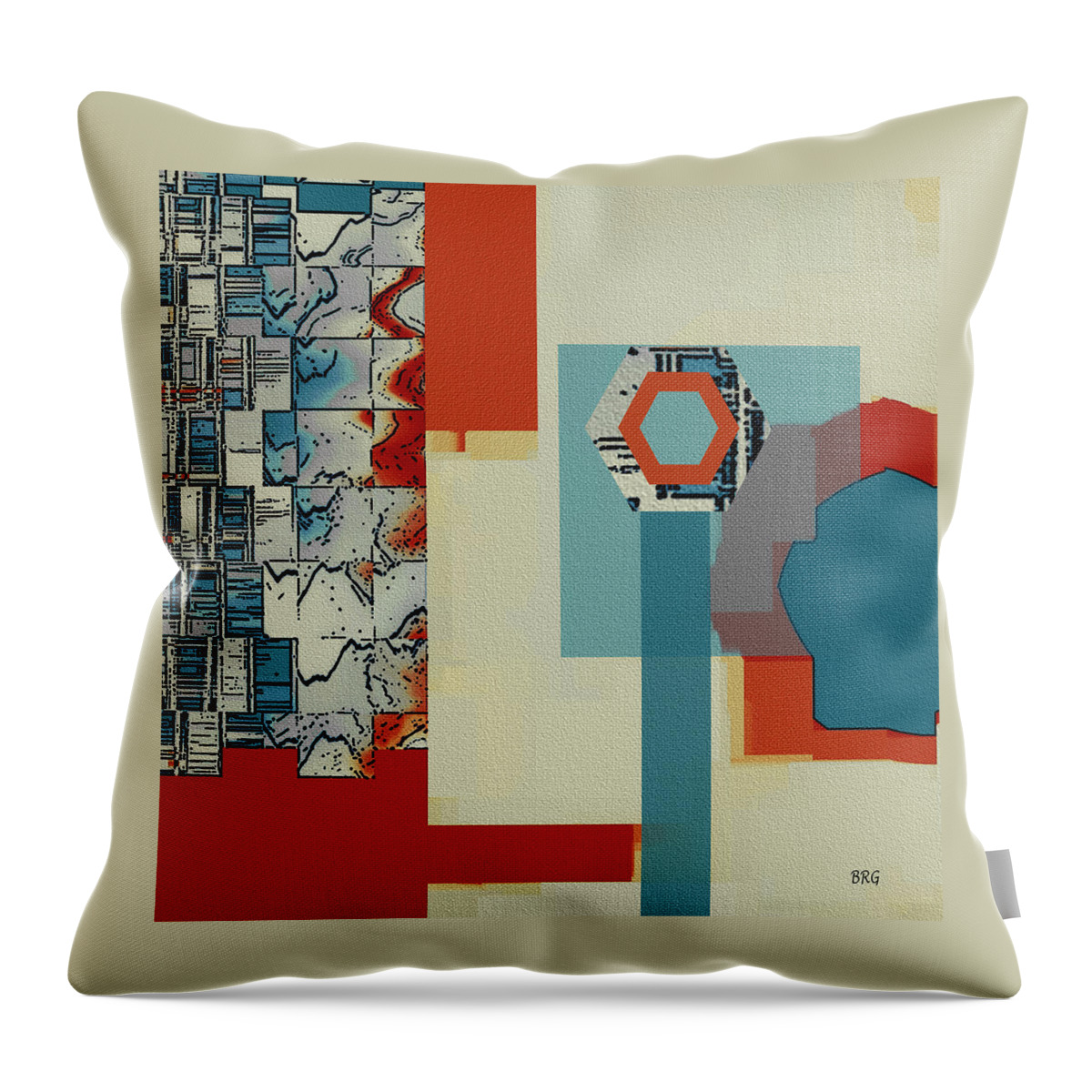 Geometric Abstract Throw Pillow featuring the digital art Moving Parts No 1 by Ben and Raisa Gertsberg