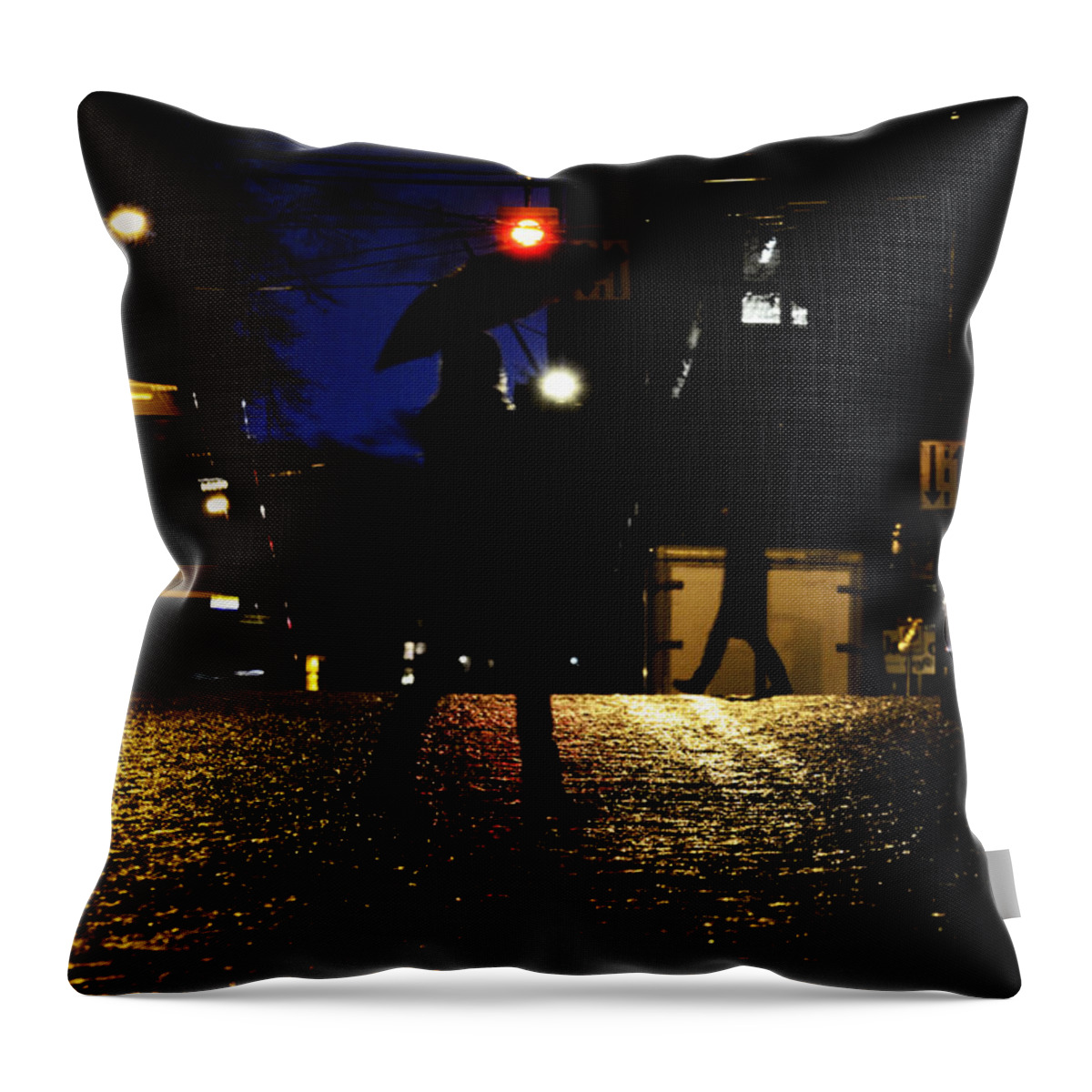Street Photography Throw Pillow featuring the photograph Moving Rain by J C