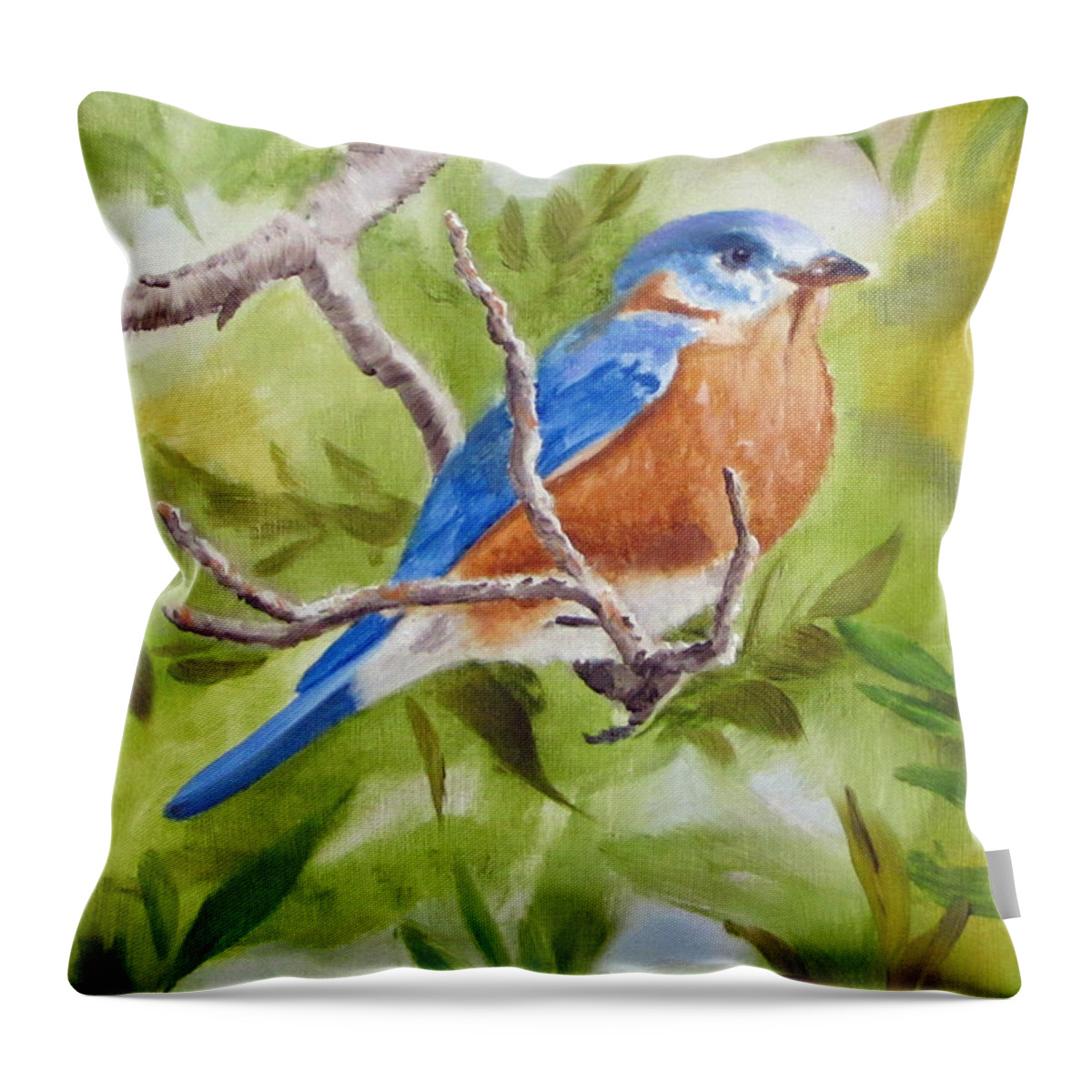 Bluebird Throw Pillow featuring the painting Mr. Bluebird by Jimmie Bartlett