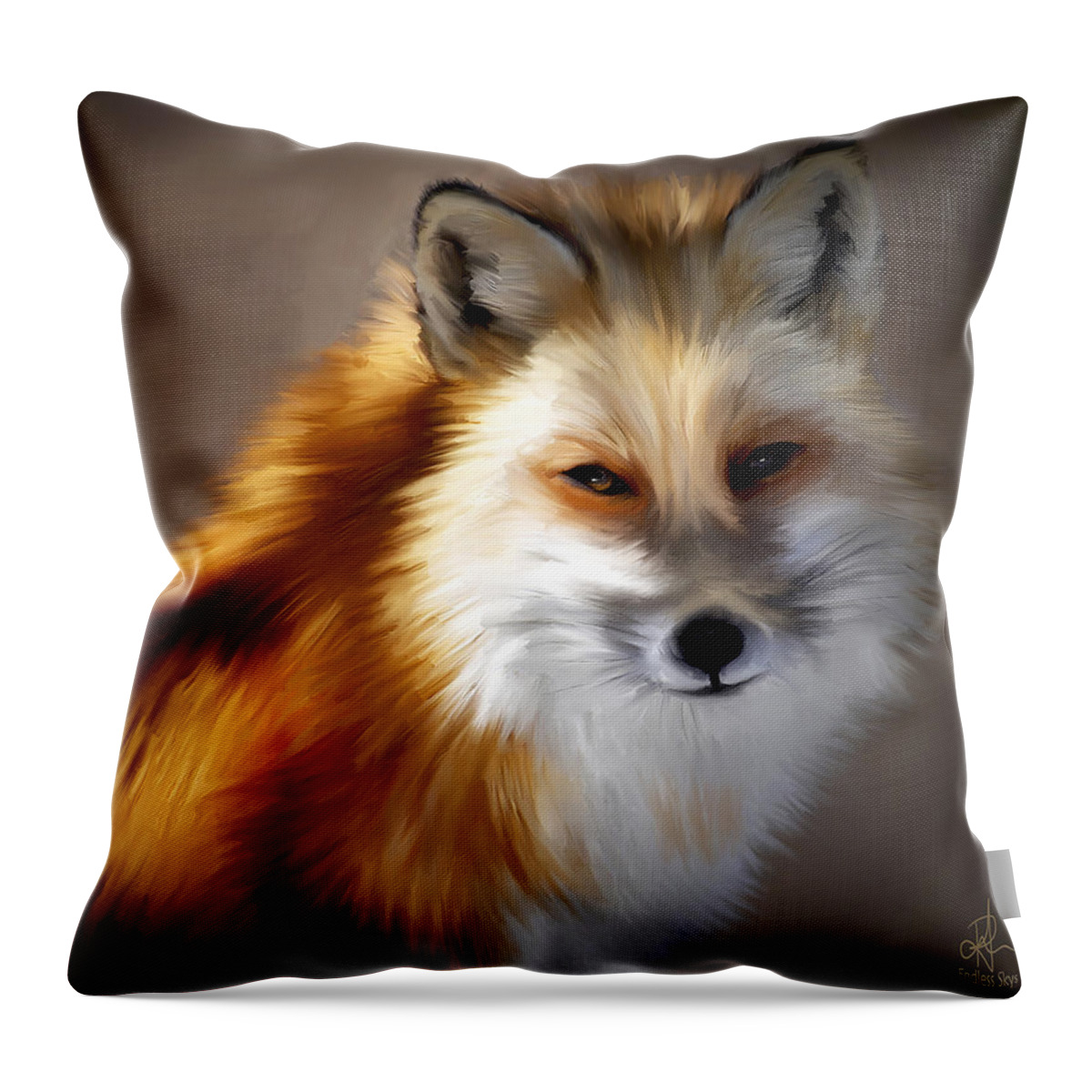 Fox Throw Pillow featuring the painting Mr. Fox by Pennie McCracken