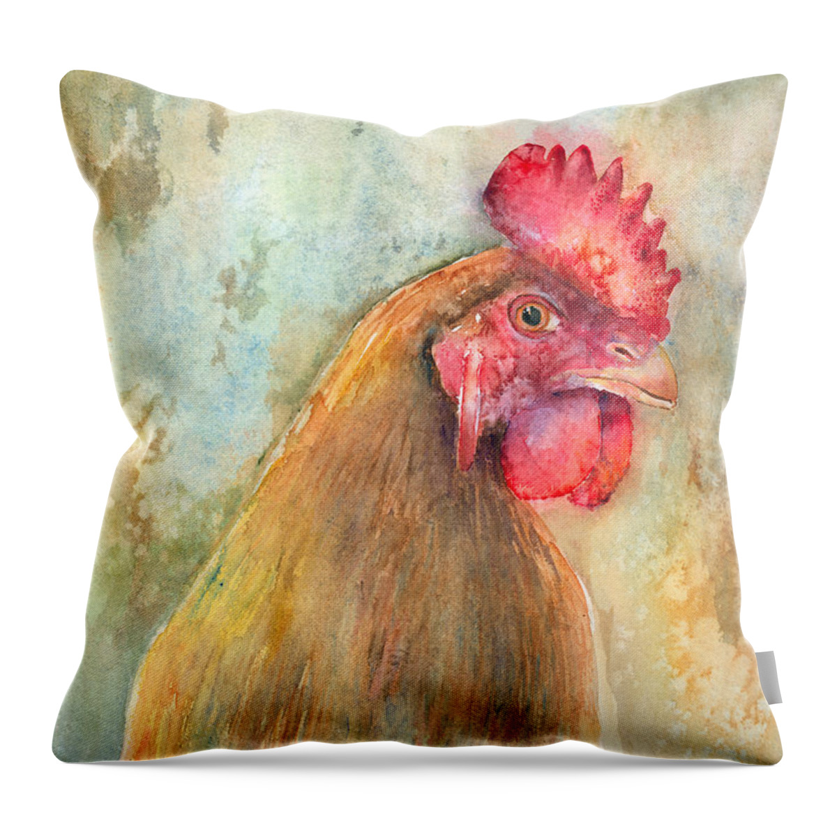 Chicken Throw Pillow featuring the painting Mr.- In Love With Mrs. by Arline Wagner