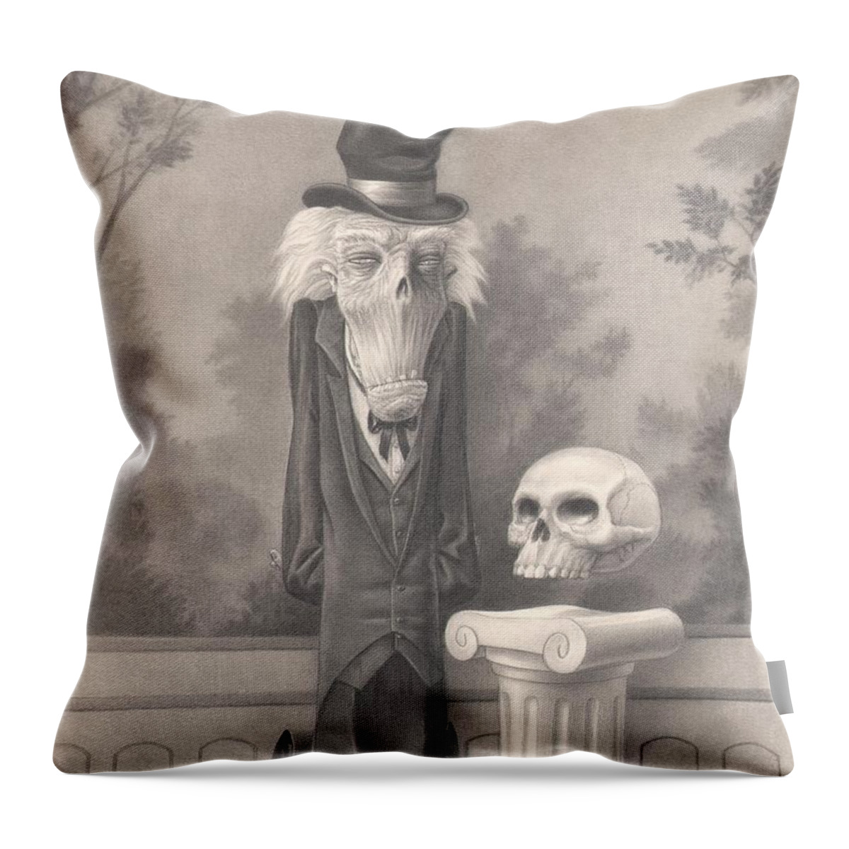 Mr. Skuggins Throw Pillow featuring the drawing Mr. Skuggins by Richard Moore
