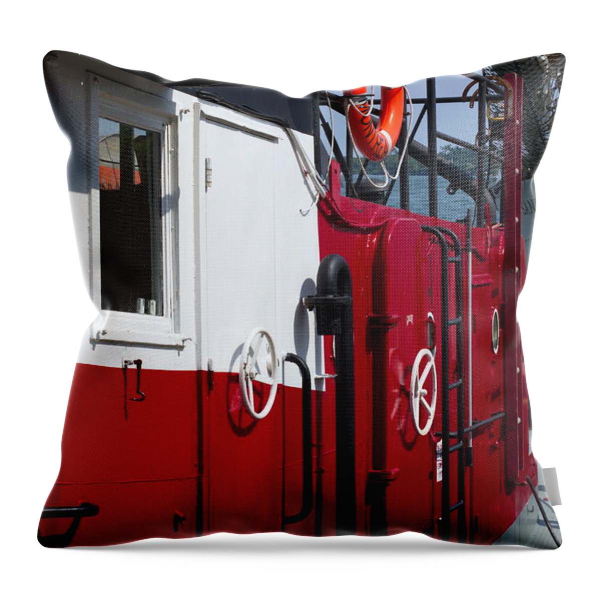 Sandy Throw Pillow featuring the photograph M.R.Kane Red Tug Boat by Nicky Jameson