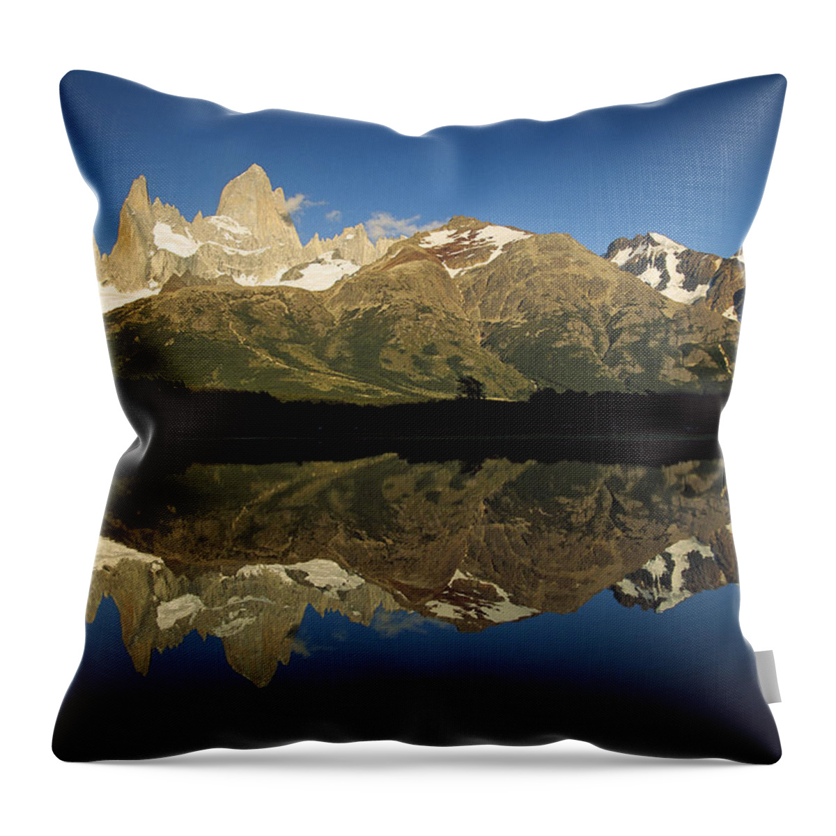 Feb0514 Throw Pillow featuring the photograph Mt Fitzroy At Dawn Patagonia by Colin Monteath