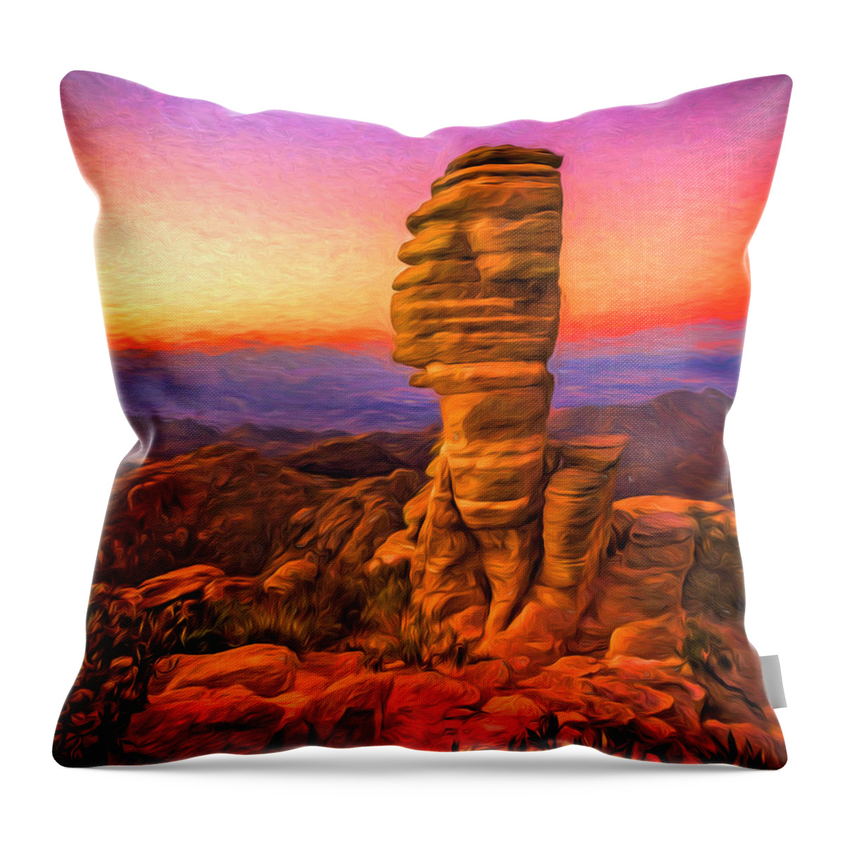 Landscape Throw Pillow featuring the photograph Mt. Lemmon Hoodoo Artistic by Chris Bordeleau
