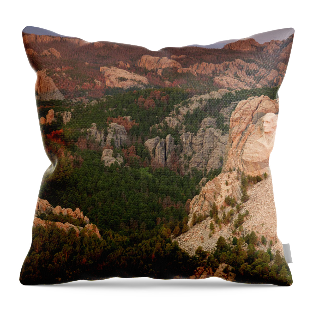 Usa Throw Pillow featuring the photograph Mt. Rushmore With Beetlekill Ponderosa by Peter Essick