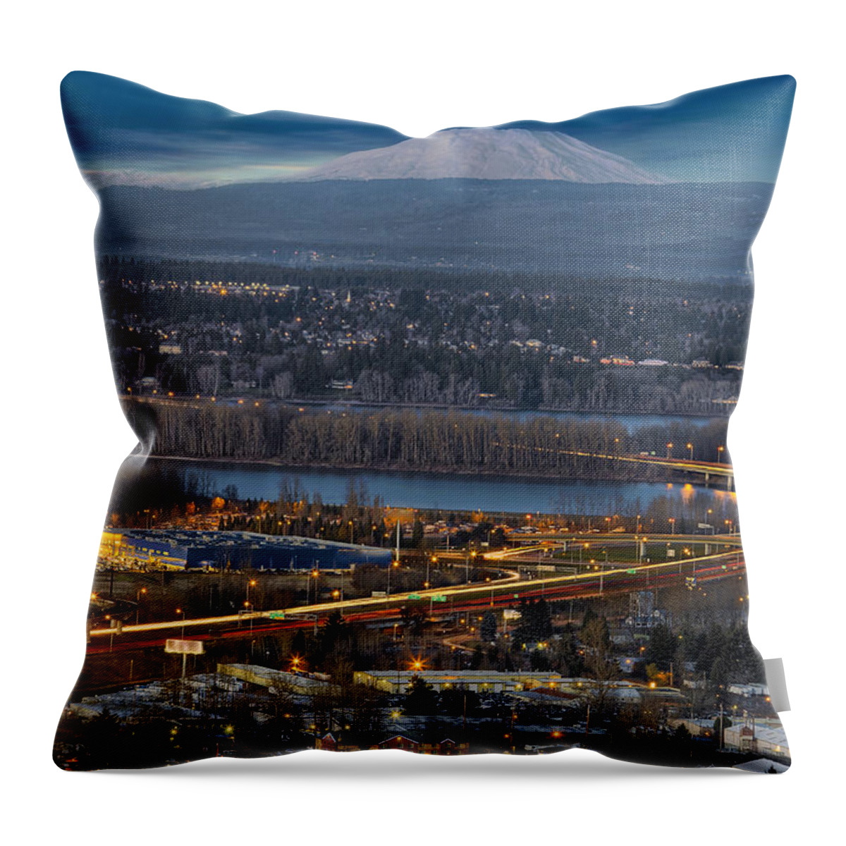 Saint Throw Pillow featuring the photograph Mt Saint Helens during Blue Hour by David Gn