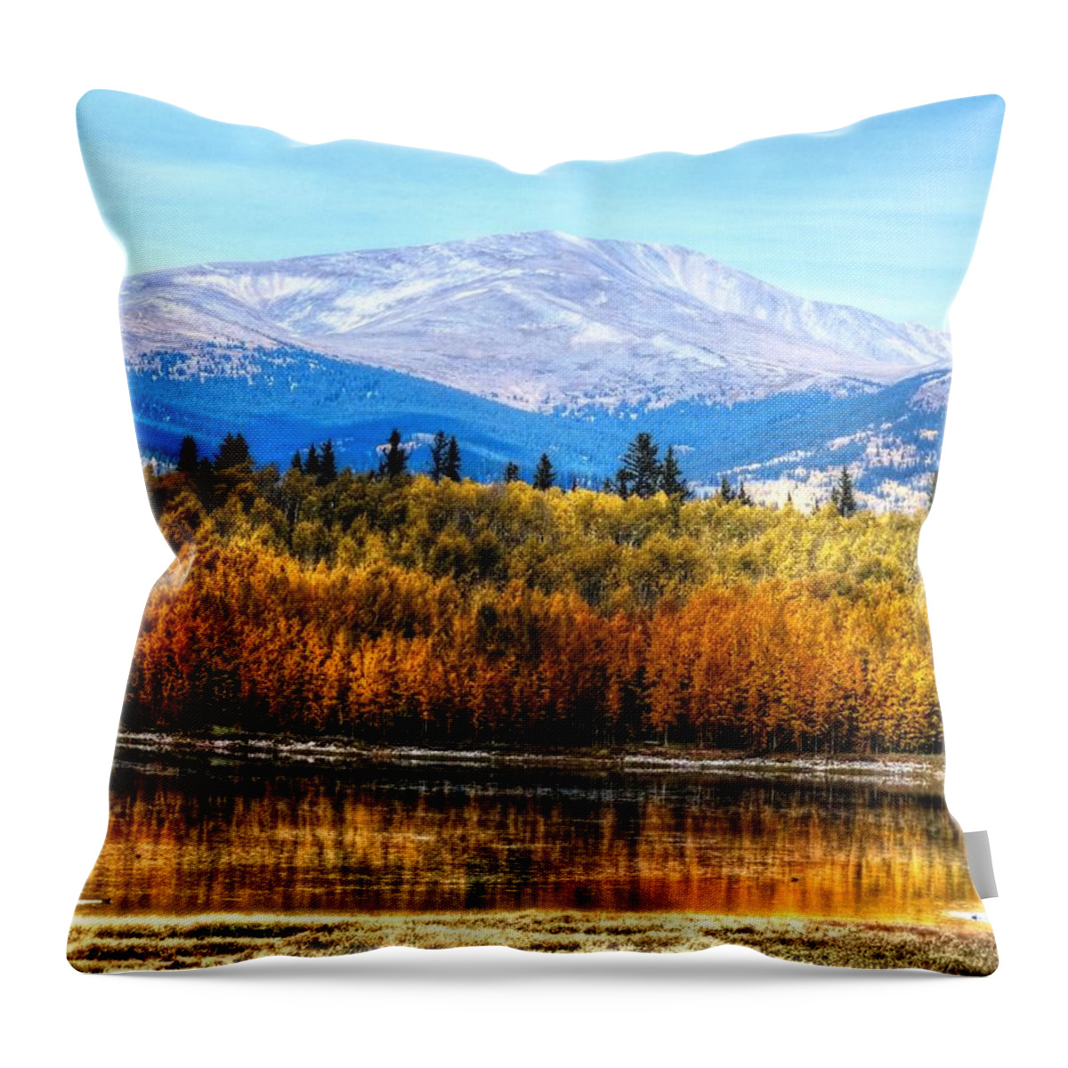 Mt. Silverheels Throw Pillow featuring the photograph Mt. Silverheels with Aspens by Lanita Williams