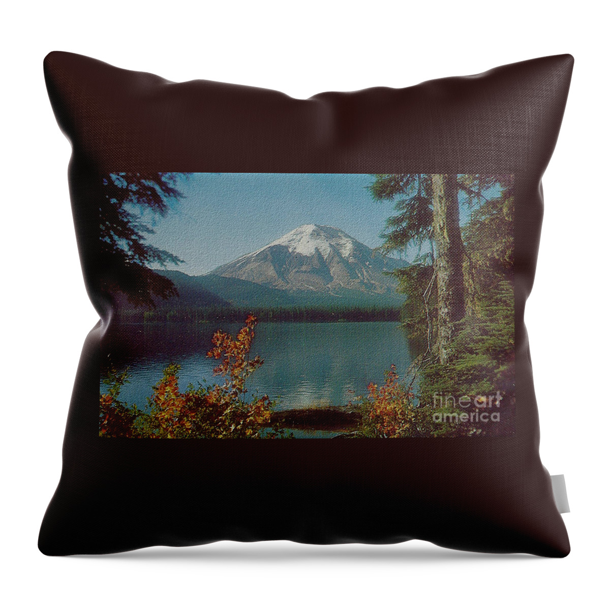 Mt St Helens Throw Pillow featuring the photograph Mt St Helens and Spirit Lake before the Eruption by Charles Robinson