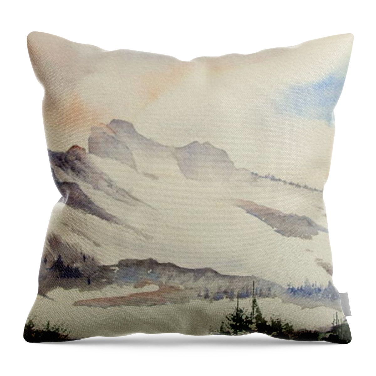 Mt Thielsen Throw Pillow featuring the painting Mt. Thielsen, Oregon by Amanda Amend