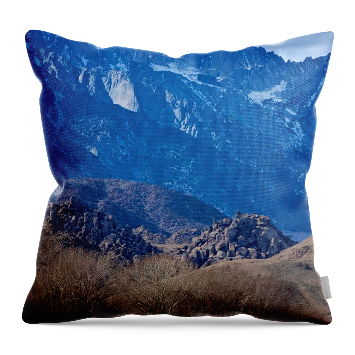 Lone Pine Throw Pillow featuring the photograph Mt. Whitney And Alabama Hills by Eric Tressler