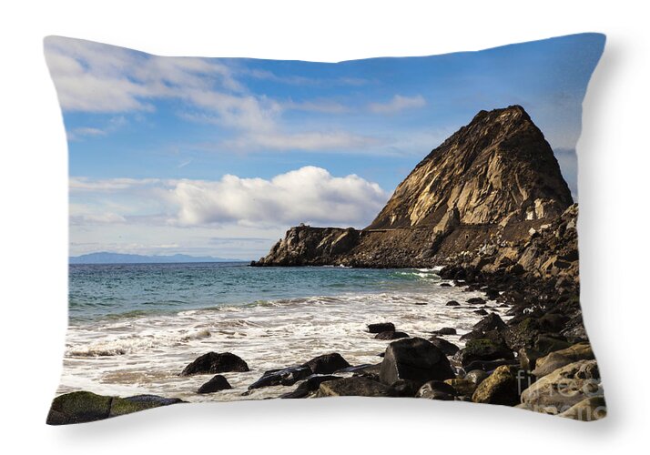 Ocean Throw Pillow featuring the photograph Mugu Rock by David Millenheft