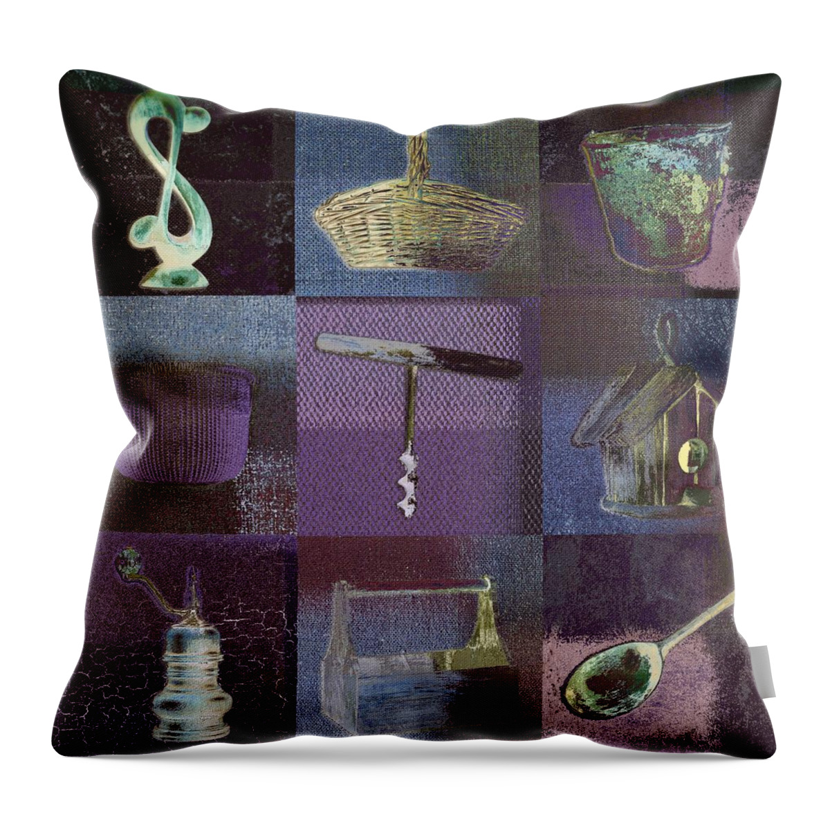 Squares Throw Pillow featuring the digital art Multi Home decor - bz01 by Variance Collections