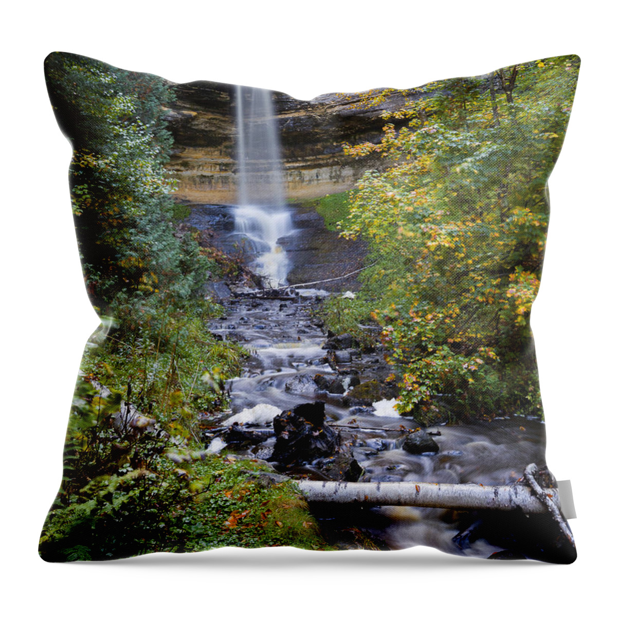 Autumn Throw Pillow featuring the photograph Munising Falls by Jack R Perry