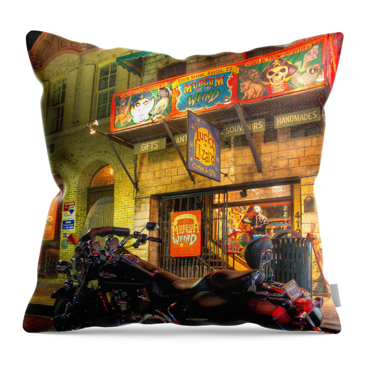 Austin Throw Pillow featuring the photograph Museum of the Weird by Tim Stanley