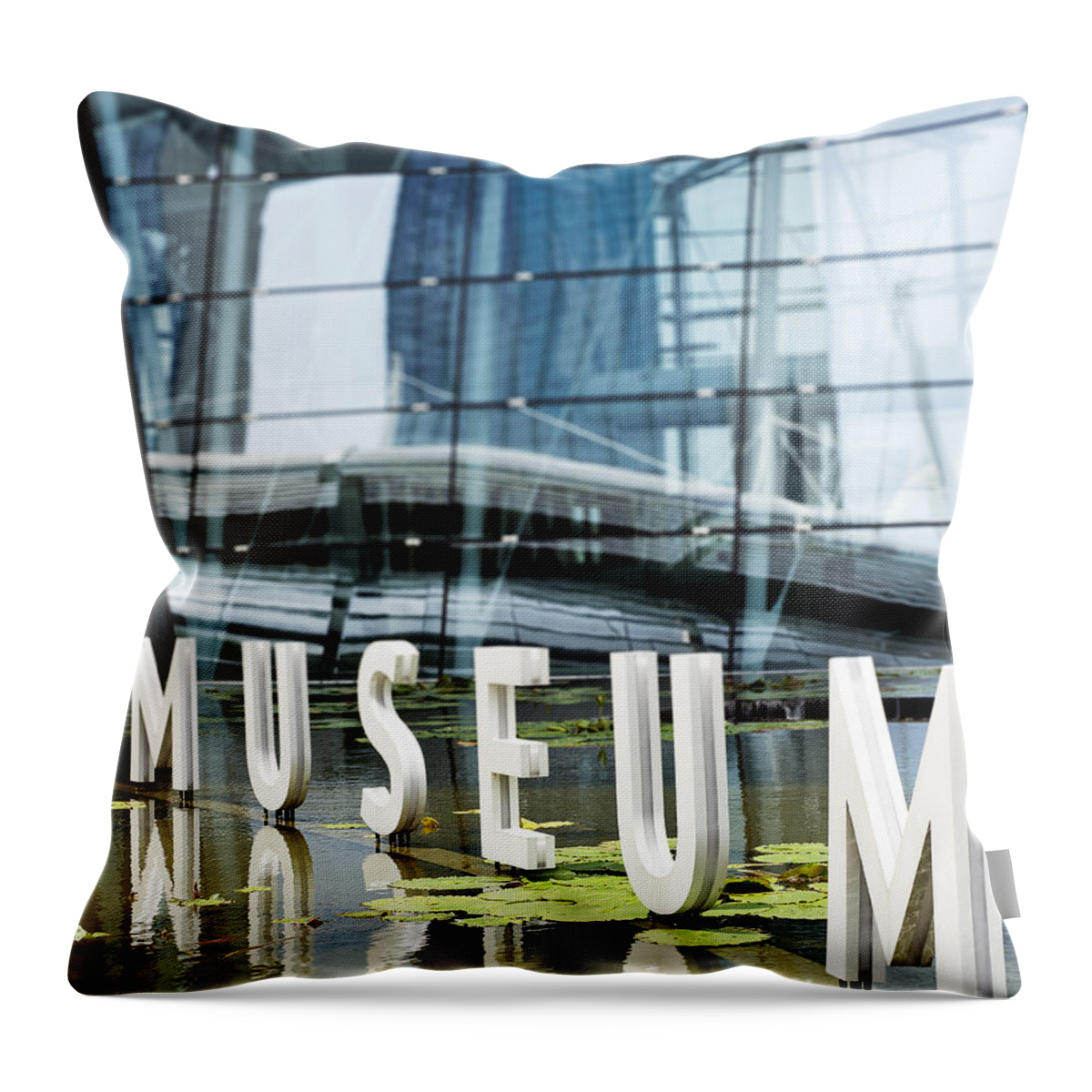 Photography Throw Pillow featuring the photograph Museum Reflection by Ivy Ho