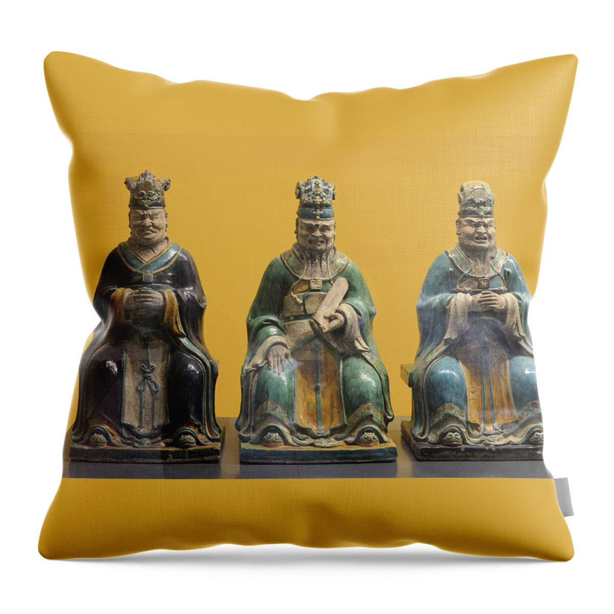 Oriental Figurines Throw Pillow featuring the photograph Oriental Figurines Series 79 by Carlos Diaz
