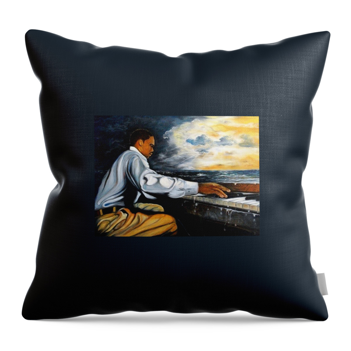 African-american Music Art Throw Pillow featuring the painting Music by Emery Franklin