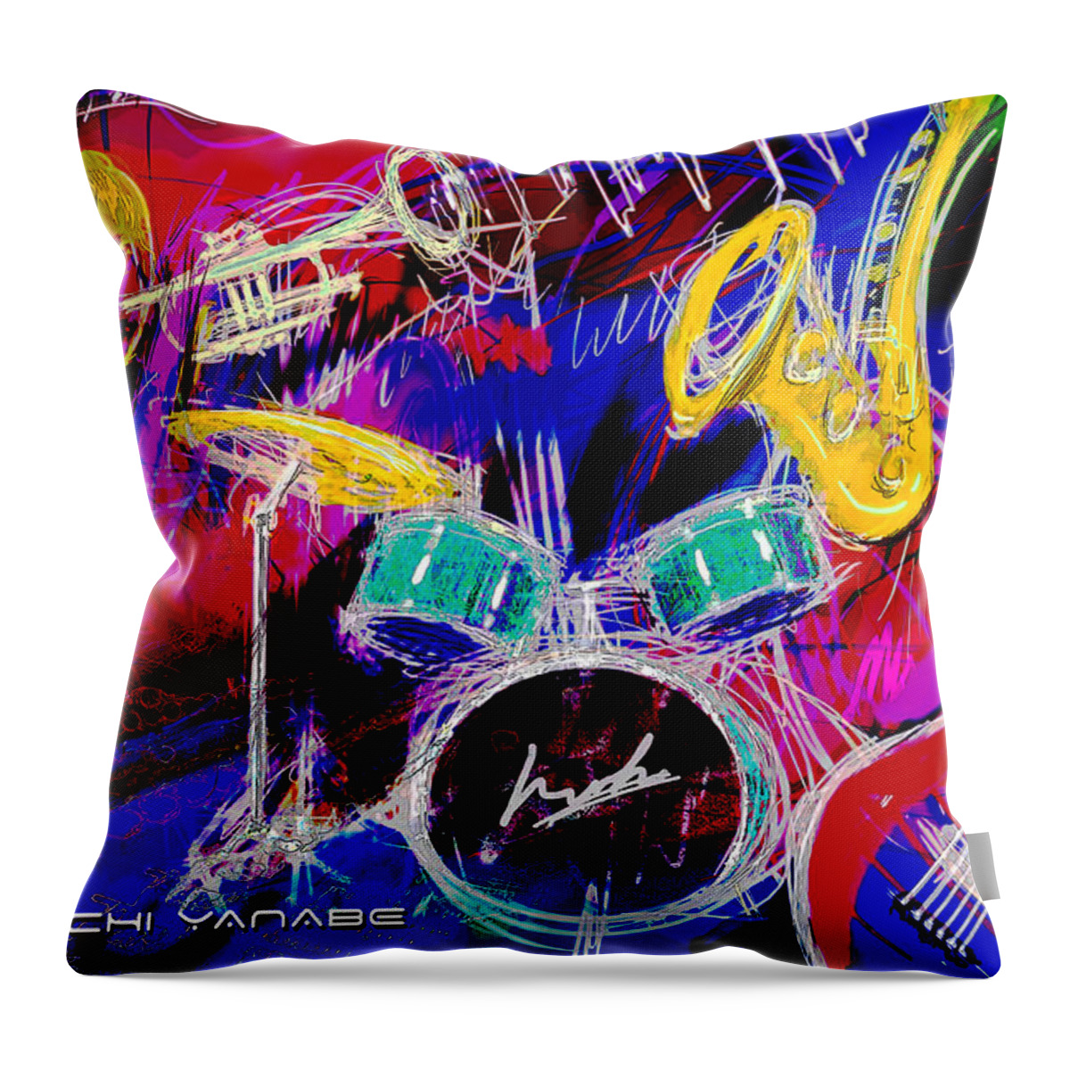 Music Throw Pillow featuring the digital art Music Medley by Yuichi Tanabe