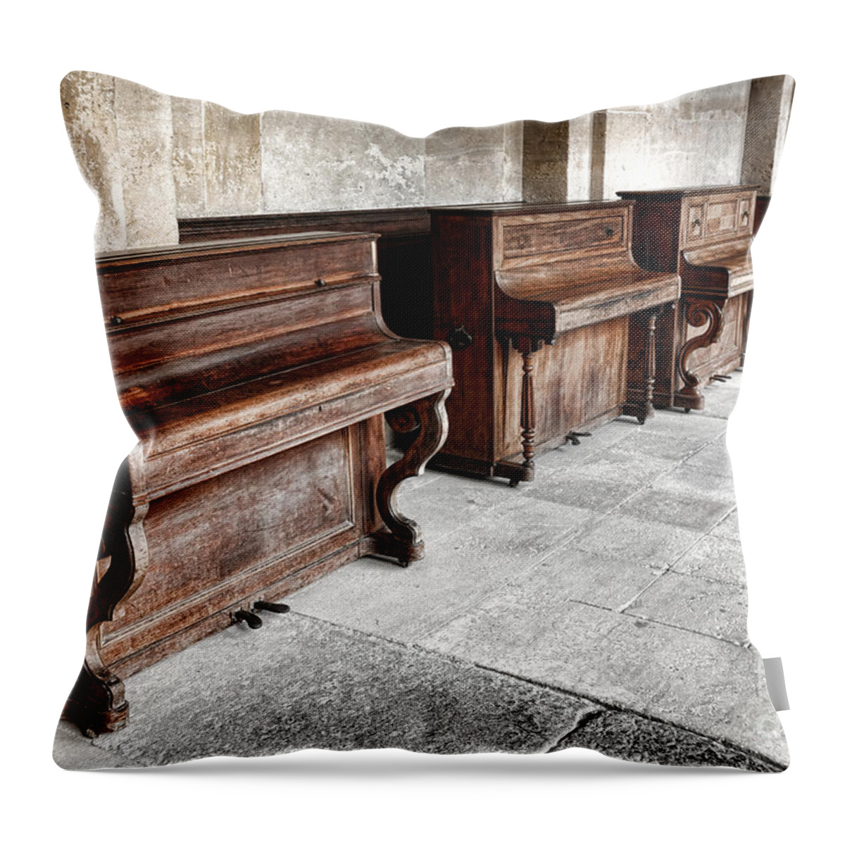Pianos Throw Pillow featuring the photograph Music Row by Olivier Le Queinec