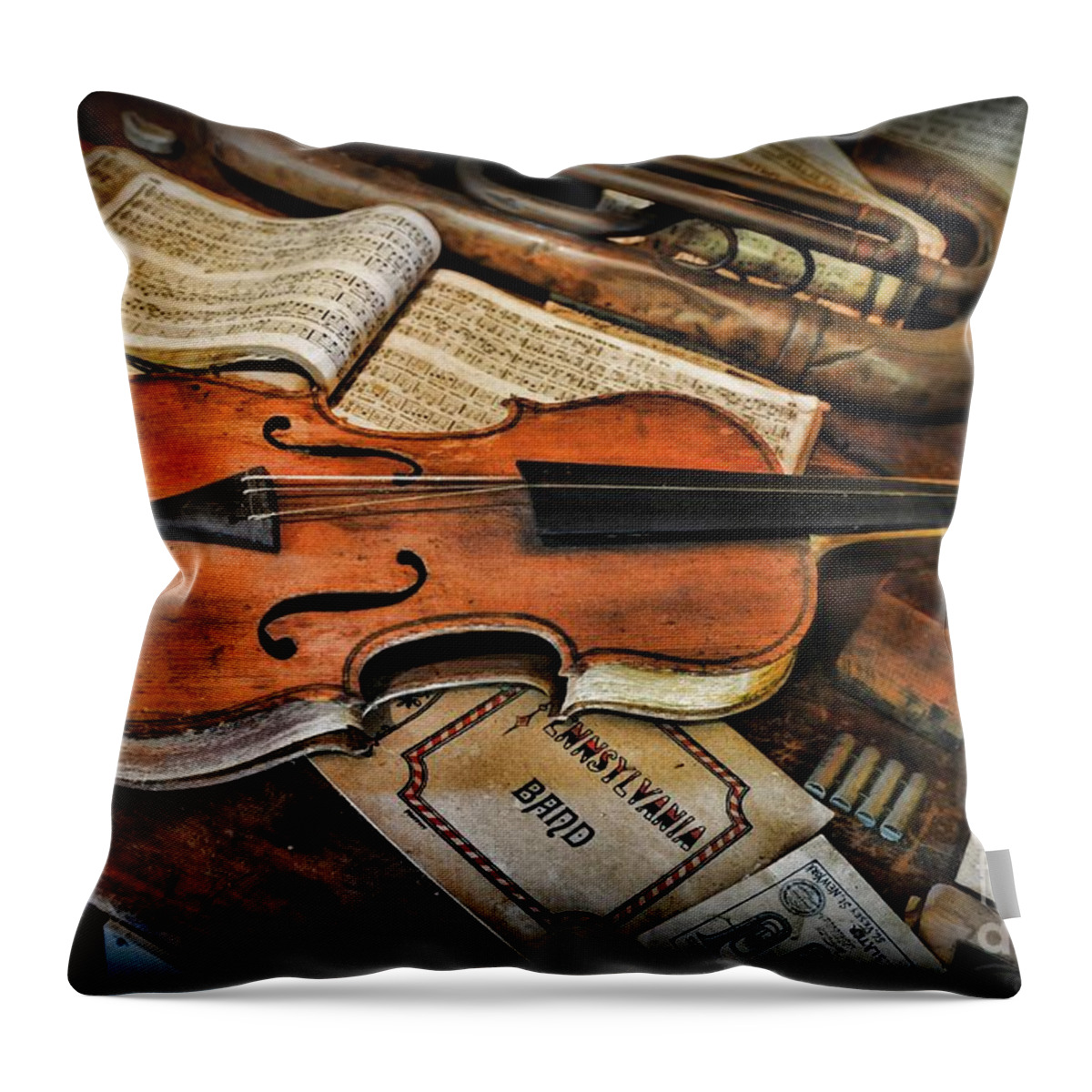 Paul Ward Throw Pillow featuring the photograph Music - The Violin by Paul Ward