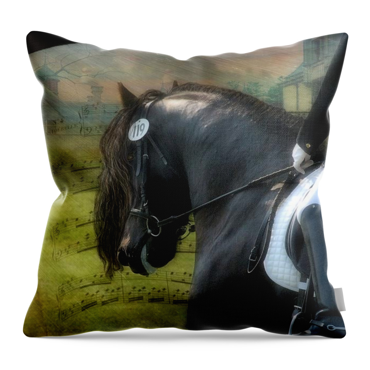 Friesian Horses Throw Pillow featuring the digital art Musical Freestyle by Fran J Scott
